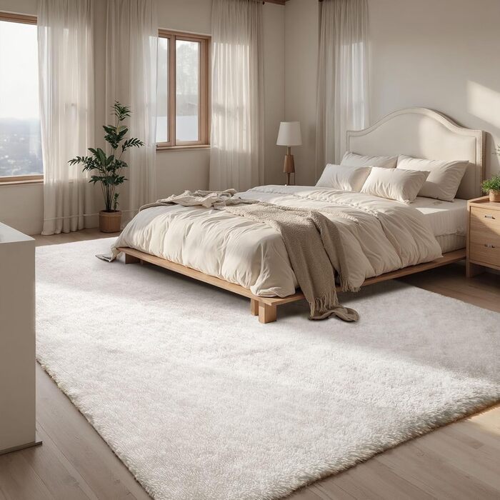 Килим Sour Lemon Hochflor сірого кольору для вітальні та спальні, 160x230 см, миючий, антиковзаючий, плюшевий, сучасний, для дитячої кімнати (слонова кістка, 275x370 см)