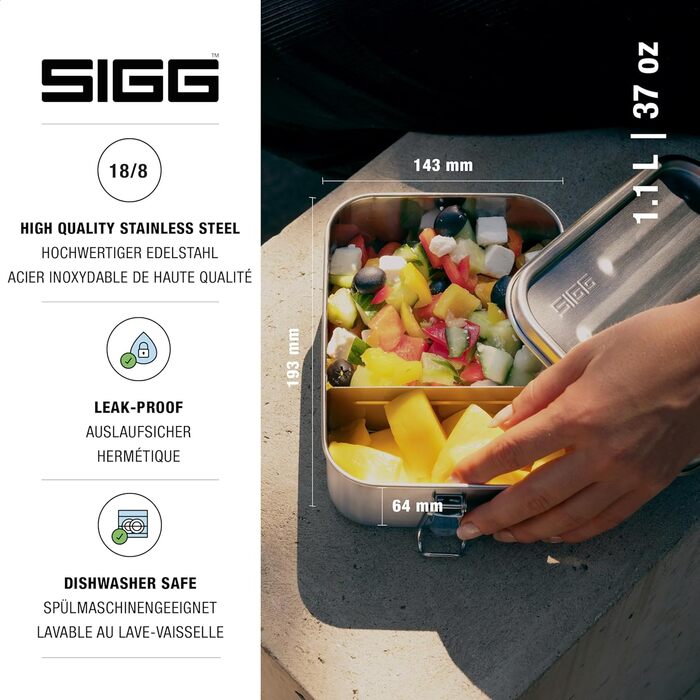 SIGG Gemstone Lunchbox, leak-proof lunchbox for office, school, and outdoor use, made from high-quality 18/8 stainless steel for on the go.