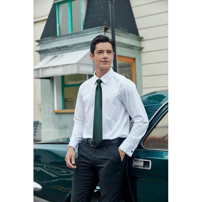 Чоловіча краватка HISDERN в клітку з нагрудною хустинкою, формальна класична краватка для весілля, темно-зелений колір