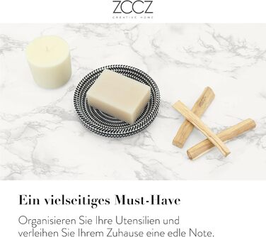 ZCCZ Bathroom Set – 4-Piece Organizer Set with Toothbrush Holder, Soap Dispenser, Cosmetic Bowl, and Cotton Swab Holder – Elegant Stone-Look Decoration, for Modern Bathrooms (Black/White)