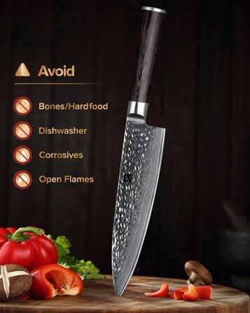 Ніж кухарський XINZUO Gyuto 20.1 см з дамаської сталі, професійний, серія He