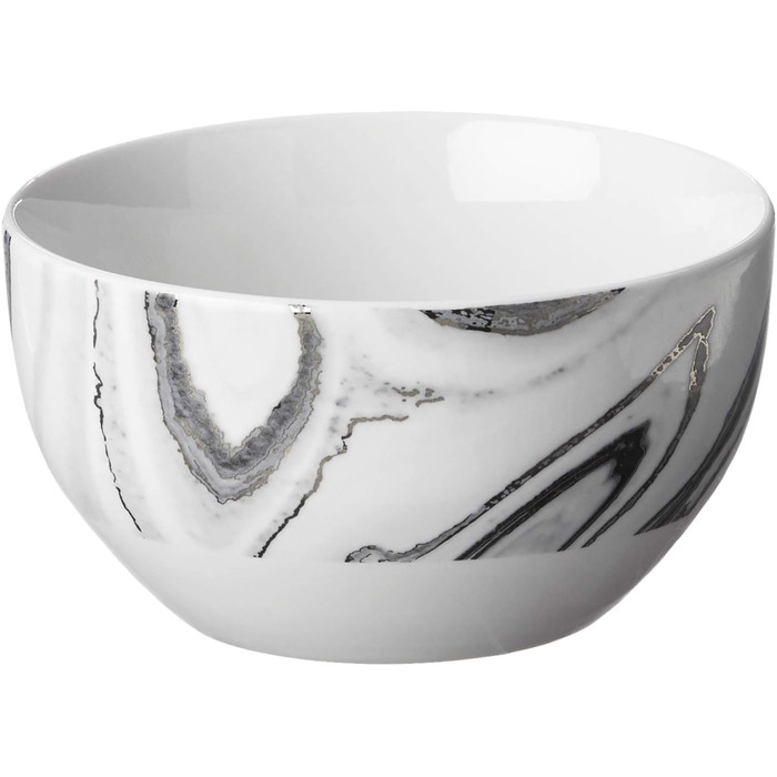 Набір посуду American Atelier Marble Coupe 16 предметів - порцеляновий сервіз для вечері, білий/чорний