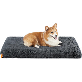 Feandrea Dog Bed, Orthopedic Dog Cushion, Padded with Viscoelastic Foam, Removable and Washable Cover, Size M, for Small and Medium Dogs, 80 x 50 x 8 cm, PGW211G02 (L 95 x W 60 x H 8 cm, Dark Grey)