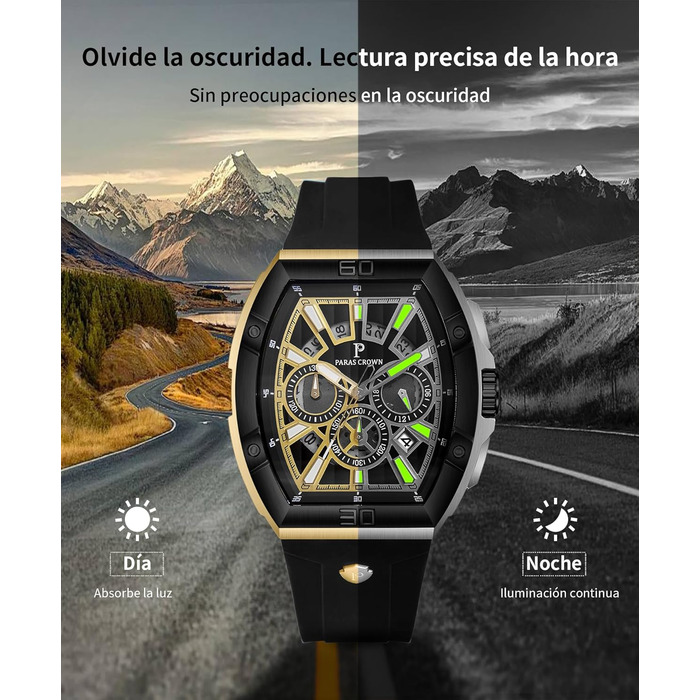 Чоловічий годинник-хронограф на кварцовому механізмі з японським годинниковим механізмом, 5ATM, корпус з нержавіючої сталі, тонка форма корпусу, силіконовий ремінець, золотий колір