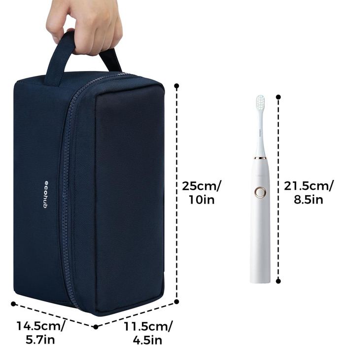 Чоловіча дорожня косметичка ECOHUB, водонепроникна, з відділенням для мокрого та сухого, двома блискавками, темно-синя, L