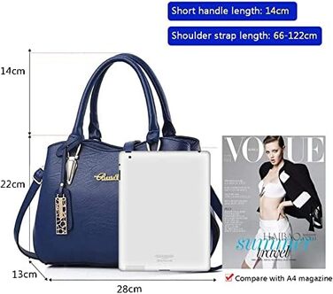 Жіноча шкіряна сумка BestoU велика, через плече, блакитна