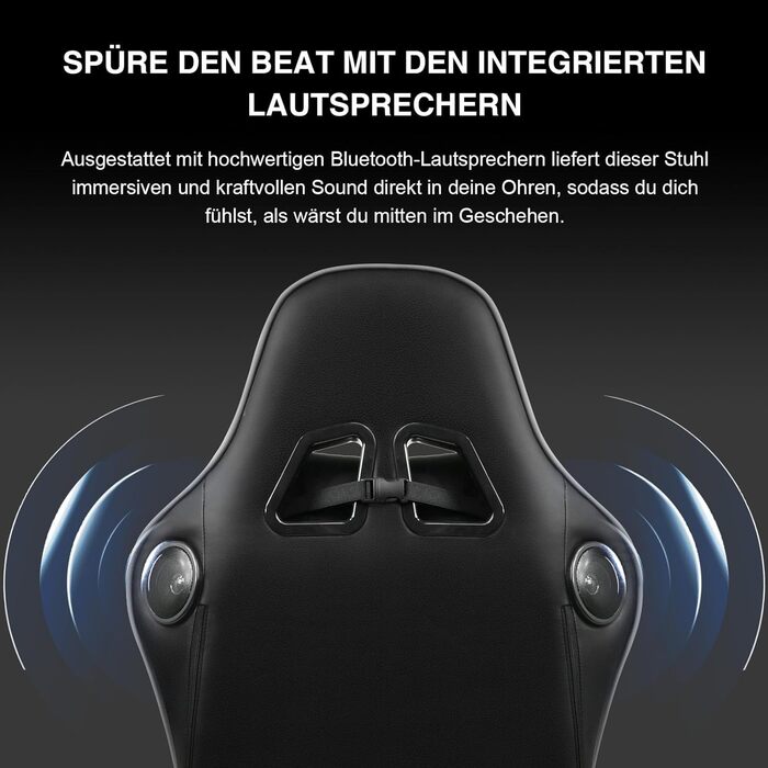 Ігрове крісло GTPLAYER з підставкою для ніг, Bluetooth динаміками, ергономічне комп'ютерне крісло для геймерів, офісу, регульована спинка, до 150 кг, сіре