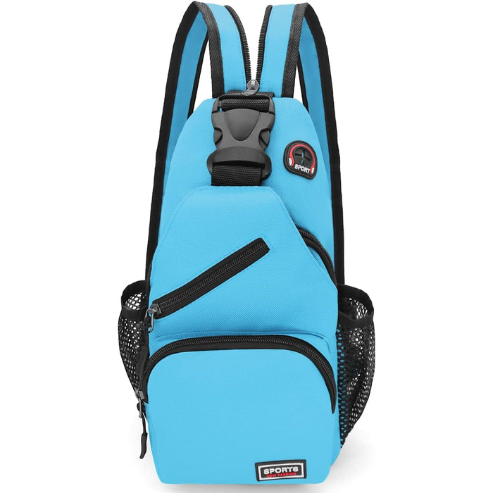 Сумка-слінг через плече для жінок та чоловіків з оксфордської тканини. Шкіряна сумка-кросбоді, спортивна сумка, повсякденний рюкзак для активного відпочинку, подорожей та шопінгу (Блакитна)