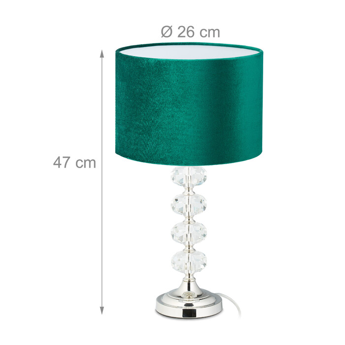 Relaxdays Table Lamp, Crystal and Velvet in Green