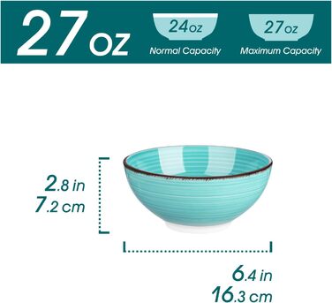 Vancasso Soup Bowls, Stoneware, BONITA 6-Piece Bowl Set, Salad Bowl, Pasta Bowls, Bowl Set