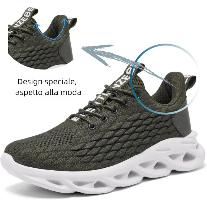 Чоловічі кросівки для бігу, тенісу та фітнесу. Легкі, дихаючі, зелені, 42 EU