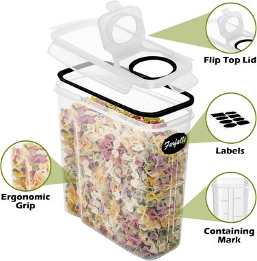 Набір контейнерів для зберігання Withosent 24 шт. з кришкою, пластикові, для продуктів, зерна, мюслі, з етикетками та ложкою (2L 1.6L 0.8L)