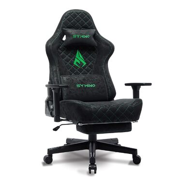 Ігровий крісло Symino, ергономічний офісний крісло, дизайн у стилі гоночного авто, чорний, з підніжкою