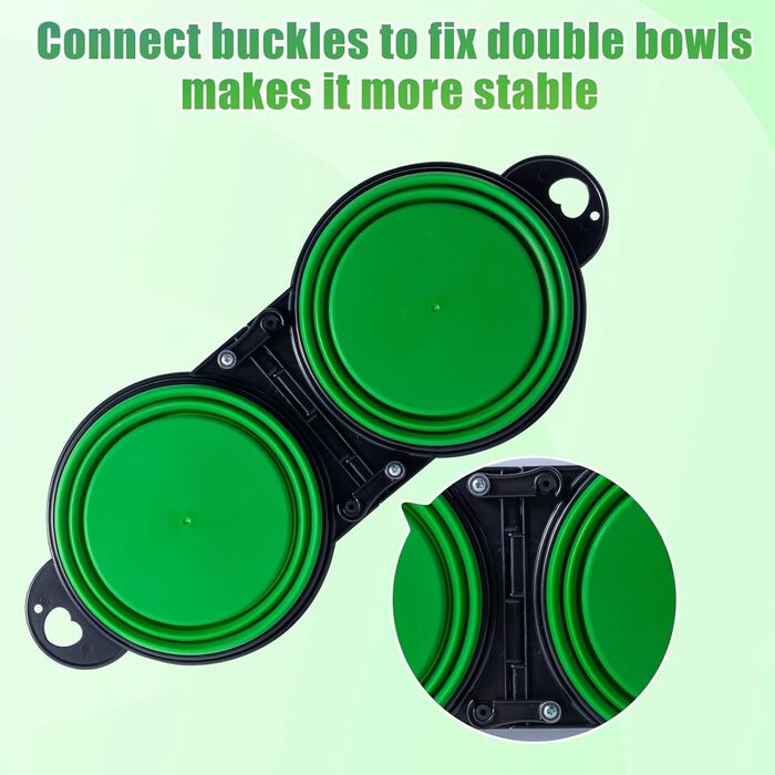 Складаний миска для собак SLSON, подвійний набір, для подорожей, прогулянок, активного відпочинку (зелений)