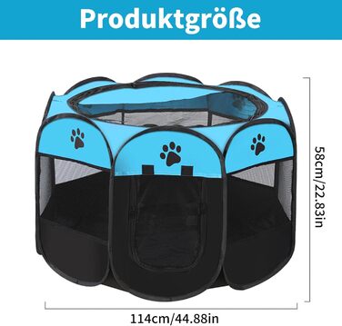 Клітка-вигул для цуценят та котів, клітка-вигул для собак, клітка для тварин, 114x114x58 см (Блакитний)