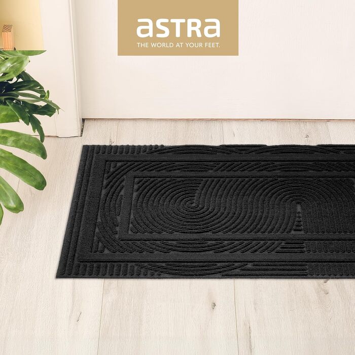 Придверний килимок Astra 40x60 см, протиковзний та вологостійкий килим для входу та балкона, чорний