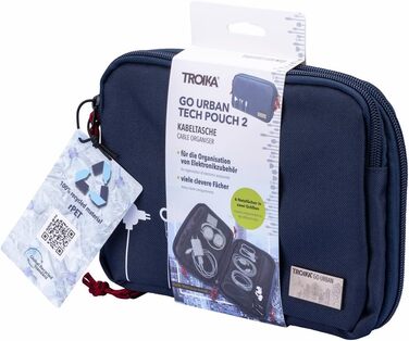 Troika Business Tech Pouch 2 Cable Bag for Electronic Accessories made of Polyester in Blue, Dimensions: 23.5cm x 17cm x 3.5cm, BGO44/DB