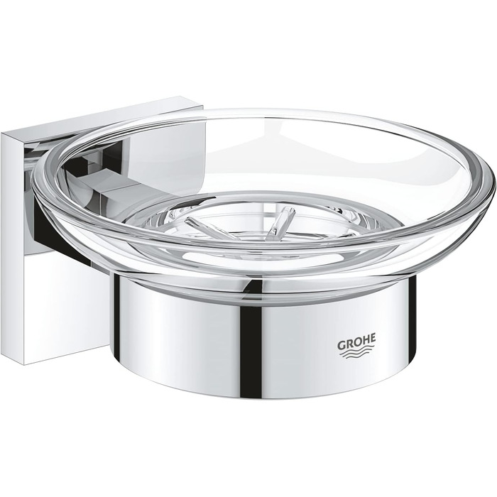 GROHE Start Cube Soap Dish with Holder (concealed mounting, material: glass/metal), chrome, 41096000