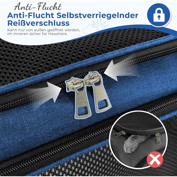 Транспортна сумка для кота та собаки, переноска для собак, складана переноска для котів, портативна переноска, до 5 кг, для середніх собак та котів (M, L 43 x B 28 x H 28 см, темно-синій)