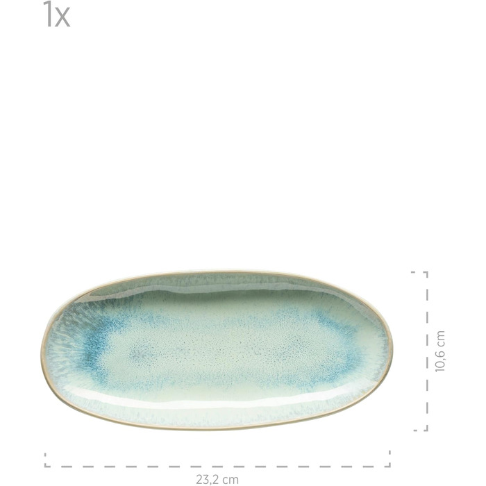 Mäser Serving Platter Set, Stoneware Frozen Green, 39.0 x 21.0 x 25.0 centimeters