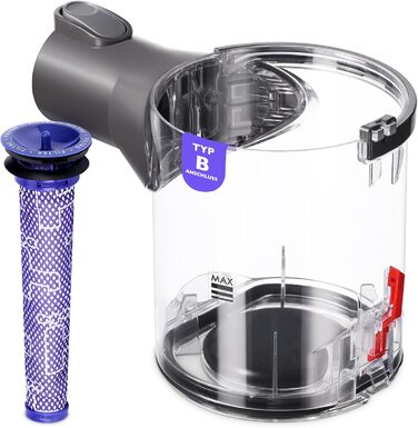 Dyson V6 Dust Bin Replacement - Compatible with DC58, DC59, DC62, DC74 Vacuum Cleaners - Type A Interface, Part Number 965660-01