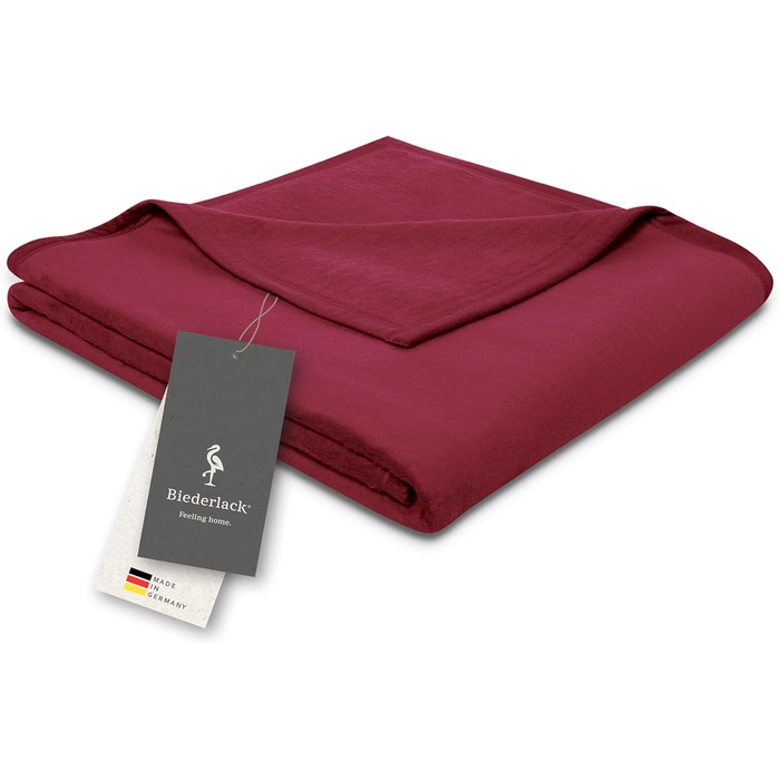 Плед Biederlack Pure Cotton, 100% бавовна, темно-червоний, 150x200 см, вироблено в Німеччині, сертифікат OEKO-TEX, екологічний, м'який, для дивану чи ліжка