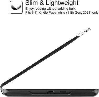 Чохол WALNEW для Kindle Paperwhite 11 (M2L3EK, M2L4EK), чорний, з авто-вимиканням