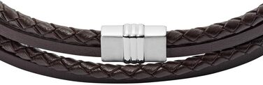 Браслет чоловічий Fossil Casual з шкіри або нержавіючої сталі з магнітною, застібкою-метеликом або пряжкою, коричневий