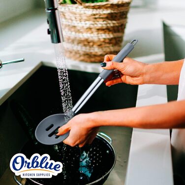 Набір кухонного приладдя ORBLUE, 14 предметів: лопатки, шумовки, ложки з силікону та нержавіючої сталі, сірий