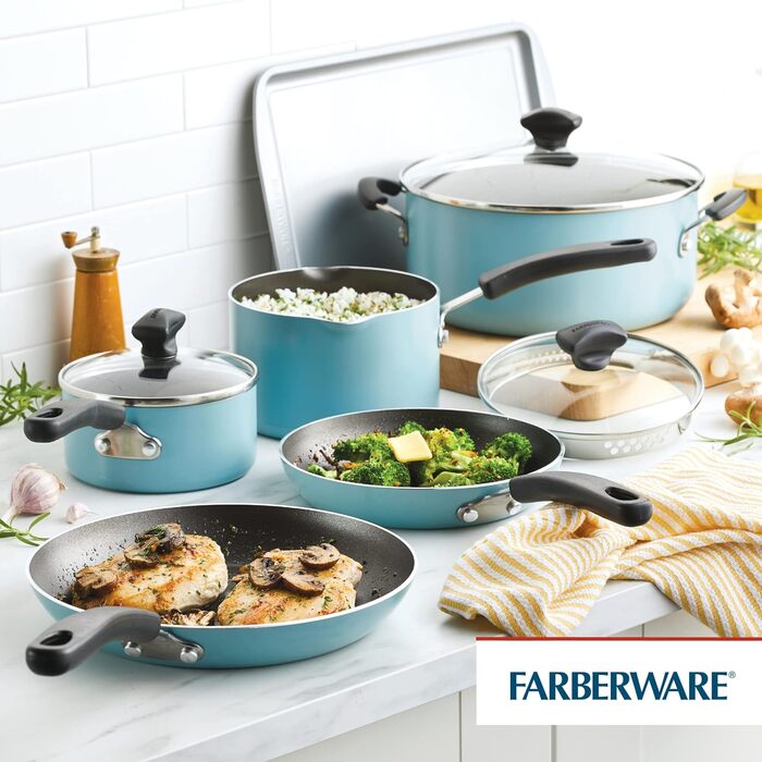 Набір кухонного посуду Farberware Cookstart DiamondMax: 15 предметів, антипригарне покриття, включає форми для випічки та кухонні аксесуари, миється в посудомийній машині
