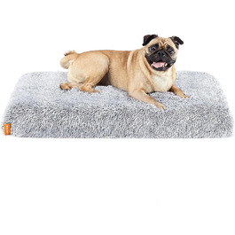 Feandrea Dog Bed, Orthopedic Dog Cushion, Padded with Visco-Elastic Foam, Removable and Washable Cover, Size M, for Small and Medium Dogs, 80 x 50 x 8 cm, PGW211G02 (L 80 x W 50 x H 8 cm, Ombré Gray)