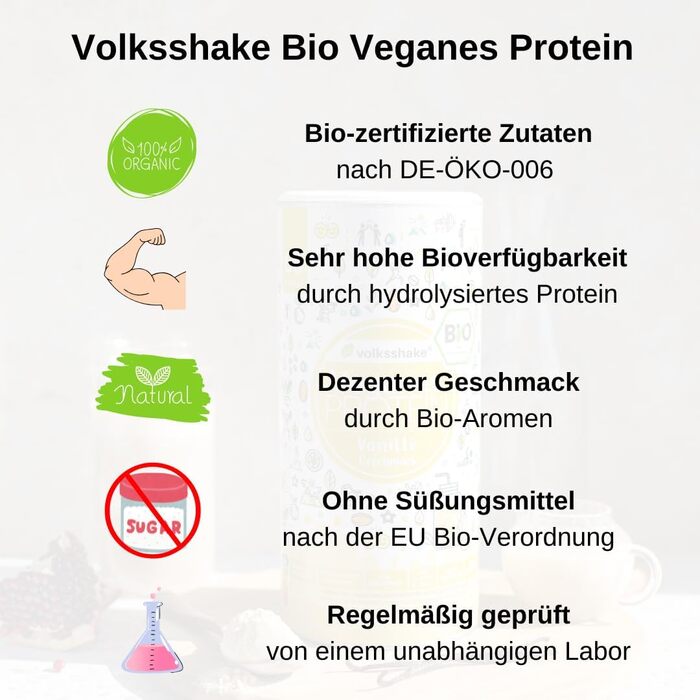 BIO Protein vegan | Vanilla | DE-ÖKO-006 | 10 plant-based protein sources | Without sweeteners | Soy & Gluten-free | Premium quality from Lake Constance | Made in Germany (1000g, Vanilla)