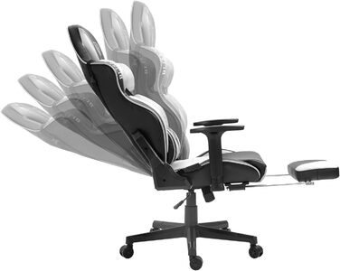 TRISENS Gaming Chair Racing Style Chair with Sports Seat and Ergonomic 4D Armrests, Color: Black/White