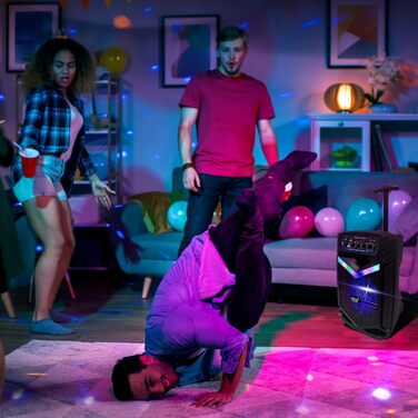 Pyle PA Bluetooth Partybox: Караоке-машина з мікрофоном, 400W, 8” сабвуфер, Bluetooth, USB/SD, радіо, світлові ефекти