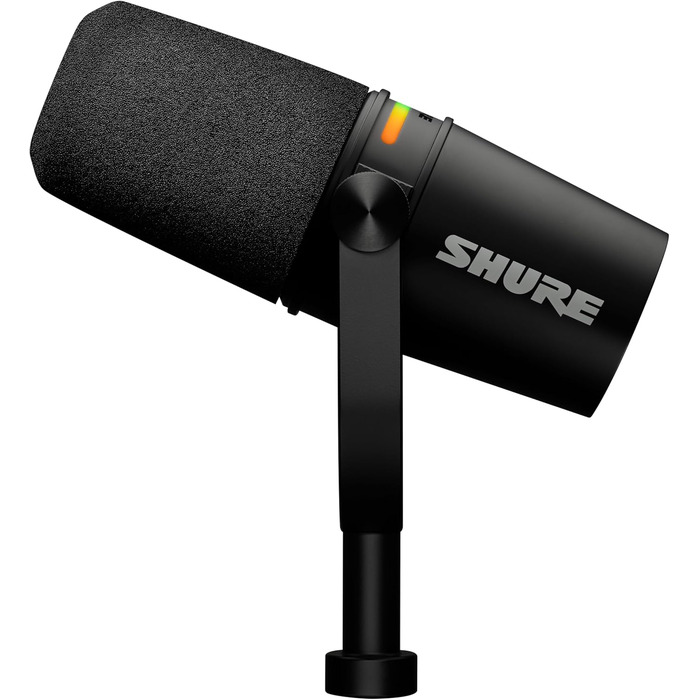 Shure MV7+ Повний комплект для подкастингу: USB/XLR мікрофон, LED-сенсор, автоматичне регулювання, цифровий поп-фільтр, ефекти реверберації - Білий