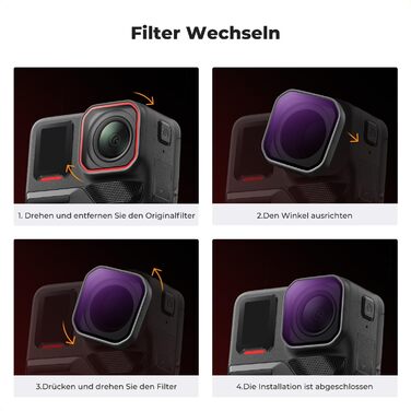 Набір фільтрів K&F CONCEPT ND/PL для Insta360 Ace Pro 2: ND8/PL, ND16/PL, ND32/PL, ND64/PL, нейтральні фільтри для екшн-камер, оптика HD з багатошаровим покриттям