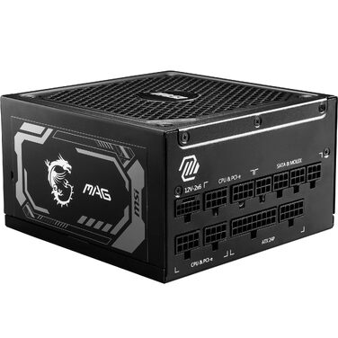 Блок живлення MSI MAG A750GL PCIE5 750W, 80 Plus Gold, повністю модульний, ATX 3.0, підтримка PCIe 5.0, 120мм FDB вентилятор, чорні плоскі кабелі