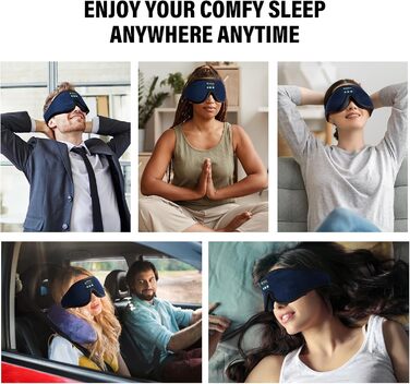 Маска для сну з Bluetooth-навушниками, 3D маска для сну, бездротова музична маска для сну для тих, хто спить на боці/спині, навушники для сну (Глибокий синій)