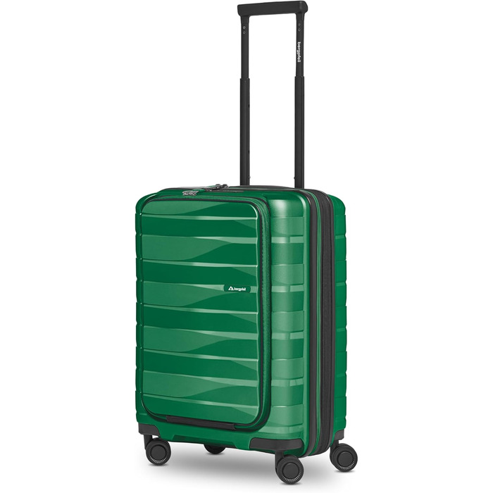 Чемодан середнього розміру з жорстким корпусом, розкладний, з відділенням для ноутбука | Trolley, 45 x 27 x 66 см, поліпропілен, 3.7 кг, TSA-замок, подвійні колеса (Ізумрудно-зелений металік)