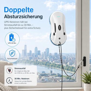Робот для миття вікон Fensterputzroboter з подвійним розпиленням, автоматичною навігацією та захистом - електричний вікномийник для будь-яких вікон (білий)