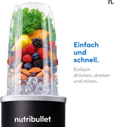 Nutribullet Pro 1200, Electric Blender, Food Processor, Smoothie Blender, Multi-Function Blender, 1200W Power, 700ml and 900ml Cups, Black, NB120MB 1200W Black