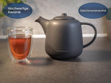 Чайник для чаю з підставкою-підігрівачем та вийманим ситом з нержавіючої сталі 304, термопот для листового чаю та чайних пакетиків, чорний