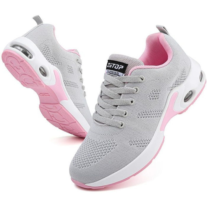 Жіночі кросівки для бігу та ходьби: дихаючі, з ортопедичною підтримкою, антиковзаюча підошва, для занять спортом та активного відпочинку (Сірий, Рожевий, 36 EU)