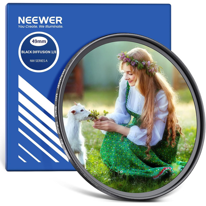 Фільтр NEEWER Black Diffusion 1/4 - м'який ефект, кінематографічний вигляд, для відеозйомки та портретів (49mm)