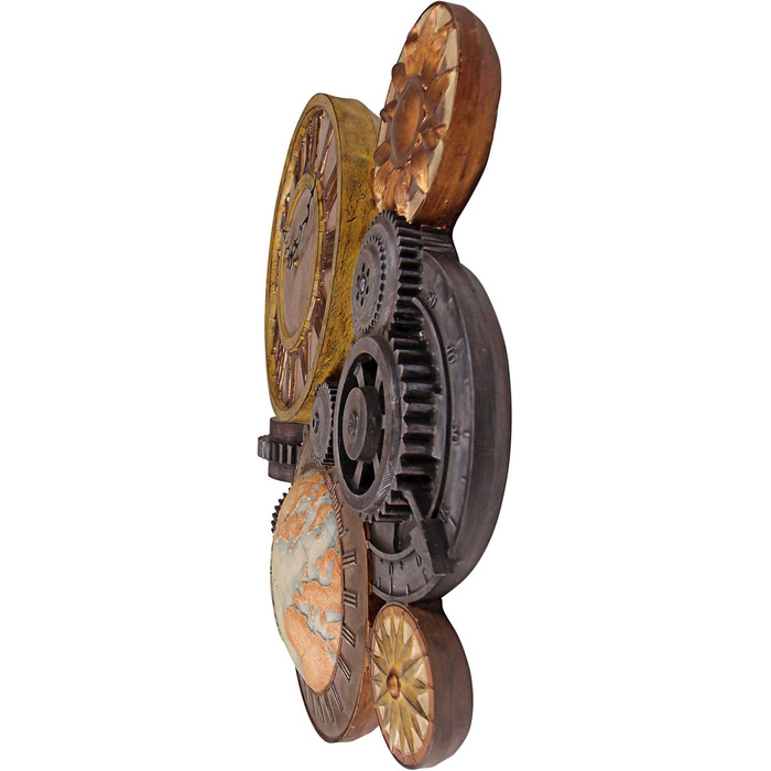 Design Toscano Sculptural Wall Clock, Dimensions: 5 x 15 x 44.5 cm (Gear Clock)