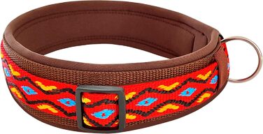 Нашийник для собак Extra-Wide & Soft з неопреновою підкладкою (XS, 32-37 см) - Червоно-кольоровий на коричневому