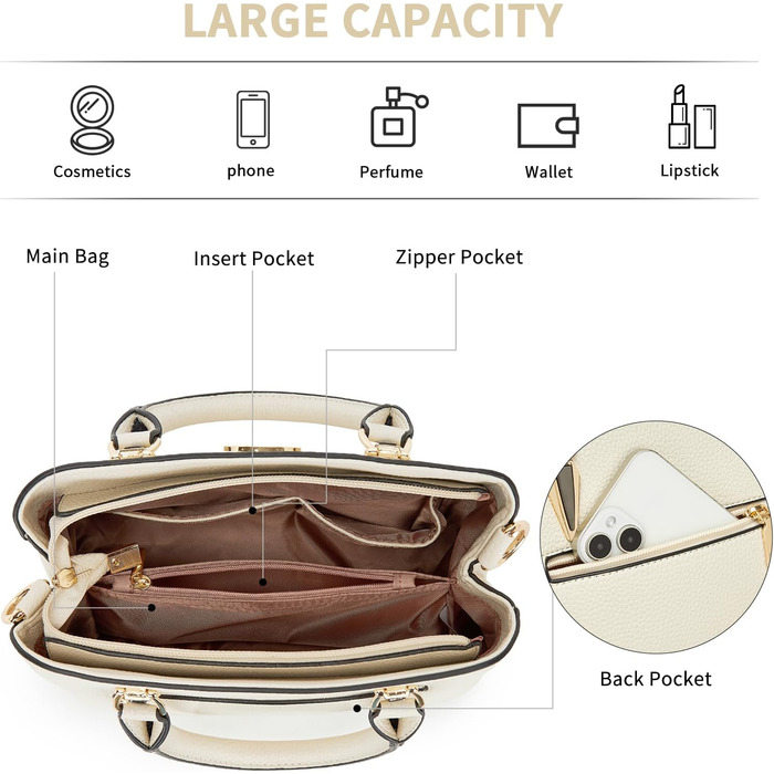 Сумка жіноча Miss Lulu середнього розміру через плече з рельєфним малюнком лічі, бежева (1-3) - для роботи, відпочинку, повсякденного використання