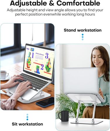 Підставка для ноутбука OMOTON LA11, регульована висота, складна, з вентиляцією, для MacBook Air Pro та ноутбуків 10-17.2