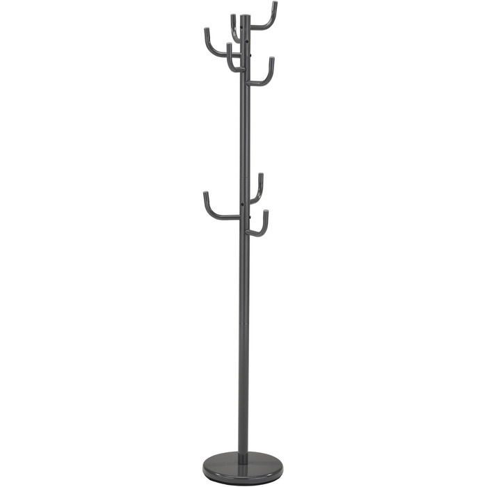 IDIMEX Clothes Rack Mila made of metal in gray, practical coat rack with 8 hooks. Timeless hat stand with round base.