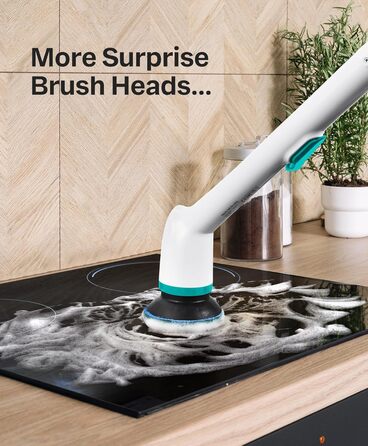 LyriFine Electric Cleaning Brush, New Full-Body IPX7 Waterproof Electric Cleaning Brush, Long-Handle Electric Cleaning Brush for Household Use, 2 Speeds, Replacement Heads for Bathroom